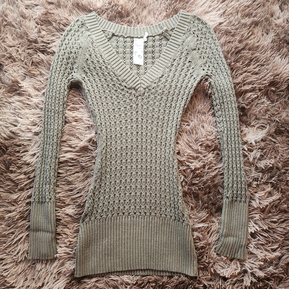 Y2K Guess Knit Bella Swan Sweater ALT Olive Small